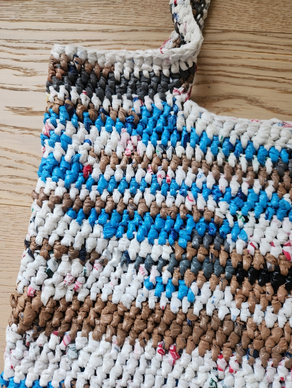 Handmade Upcycled Plarn Recycled Plastic Bag Crotchet Market Tote Eco-Friendly - Picture 3 of 10